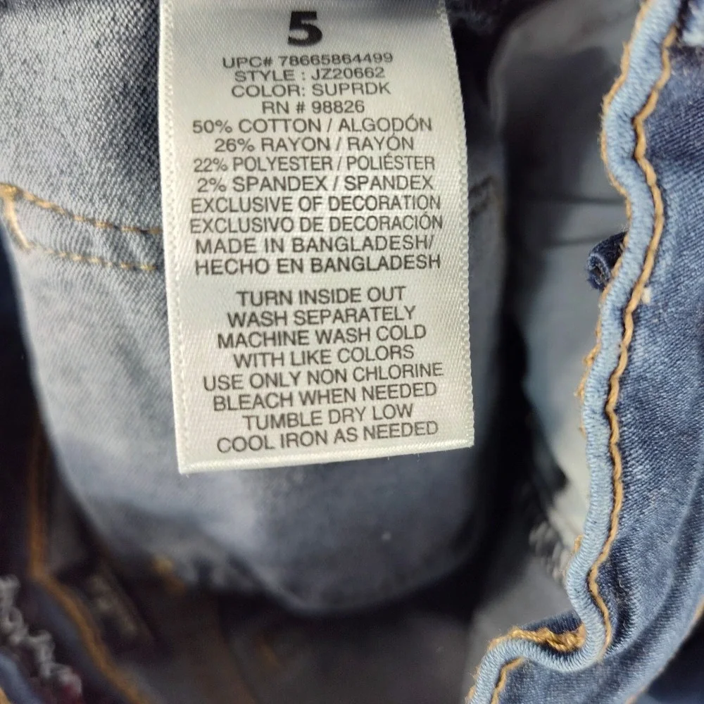 Jordache Girls Jeans Size 5 Reg Skinny‎ Distressed Adjustable📸SEE PICS📏📸